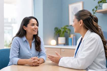 Mujer durante una consulta ginecológica
